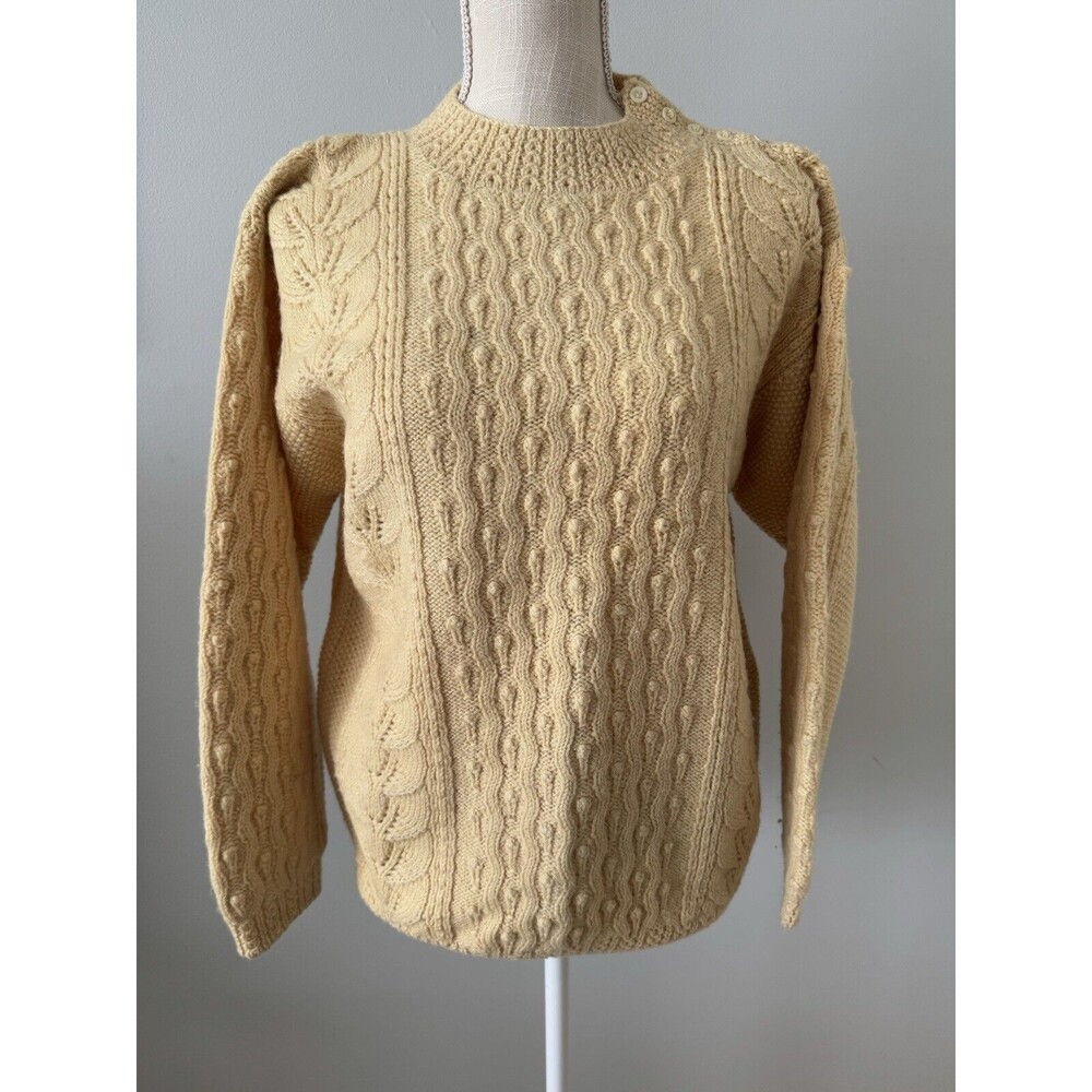 Vtg Abercrombie‎ & Fitch Wool Fisherman Sweater with Button Detail Size M